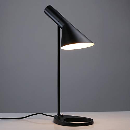 BarcelonaLED Lámpara de escritorio LED de diseño moderno metal nórdico casquillo E27 en negro para lectura estudiar Iluminación Interior Oficina Mesa de noche Salón Habitación Dormitorio y Estudio