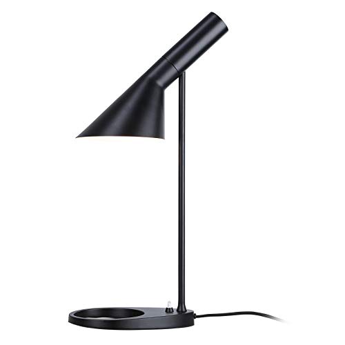 BarcelonaLED Lámpara de escritorio LED de diseño moderno metal nórdico casquillo E27 en negro para lectura estudiar Iluminación Interior Oficina Mesa de noche Salón Habitación Dormitorio y Estudio