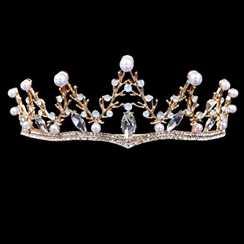 Barroco Rhinestone Tiara Coronas para mujeres Coronas de novia Coronas Coronas Joyas Accesorios para el cabello (Oro)