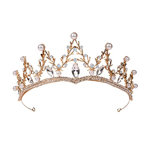 Barroco Rhinestone Tiara Coronas para mujeres Coronas de novia Coronas Coronas Joyas Accesorios para el cabello (Oro)