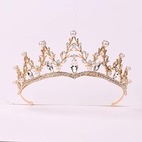 Barroco Rhinestone Tiara Coronas para mujeres Coronas de novia Coronas Coronas Joyas Accesorios para el cabello (Oro)