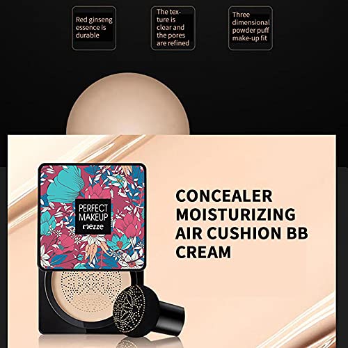 BB Cream Líquida Fundación Mushroom Head Air Cushion Ocultador Base de Maquillaje de Larga Duración Hidratante Corrector Permeable Al Aire Brillo Natural (Color natural)