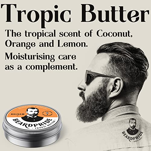 BEARDPRIDE Bálsamo para la Barba Hombre - Tropic Butter - El bálsamo de barba original de la barbería - Nuestro bálsamo de barba está basado en manteca de karité natural y aceites preciosos - 55g