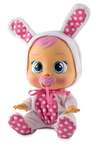 BEBÉS LLORONES Coney el conejito | Muñeca interactiva que llora de verdad con chupete y Pijama de conejito blanco - Juguete y Regalo para niñas y niños +18 Meses