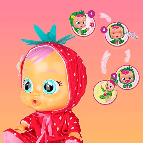 BEBÉS LLORONES Tutti Frutti Ella | Muñeca interactiva que llora de verdad con chupete y pijama con olor a Fresa - Muñeco y Juguete para niñas y niños +18 Meses