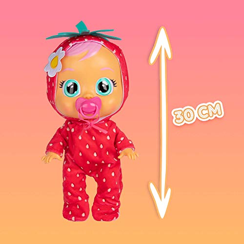 BEBÉS LLORONES Tutti Frutti Ella | Muñeca interactiva que llora de verdad con chupete y pijama con olor a Fresa - Muñeco y Juguete para niñas y niños +18 Meses