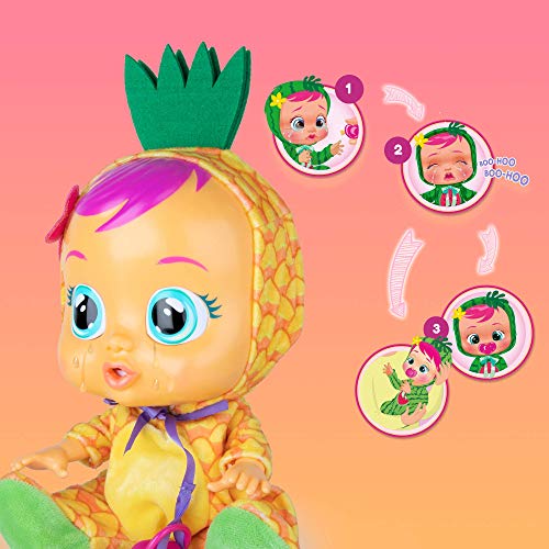 BEBÉS LLORONES Tutti Frutti Pia | Muñeca interactiva que llora de verdad con chupete y pijama con olor a Piña - Muñeco y Juguete para niñas y niños +18 Meses