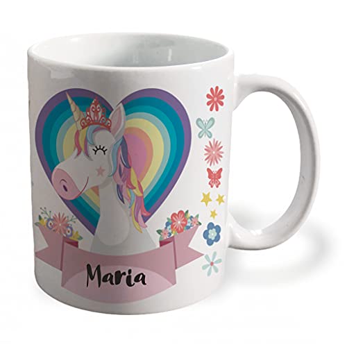 BEE INGENIOUS Taza unicornio personalizada con nombre.Regalos Niños y Niñas Personalizado.Tazas unicornio para niñas. (Rosa)