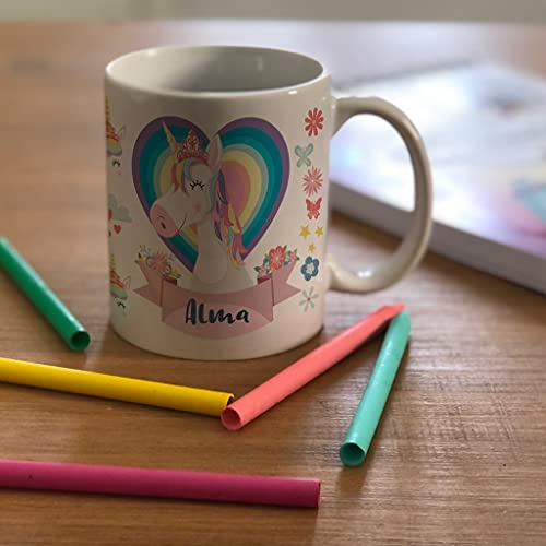 BEE INGENIOUS Taza unicornio personalizada con nombre.Regalos Niños y Niñas Personalizado.Tazas unicornio para niñas. (Rosa)