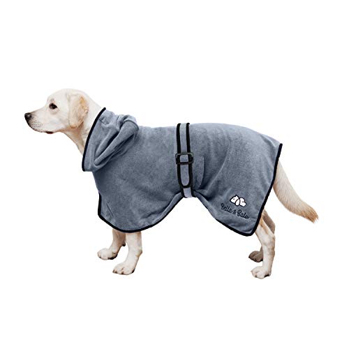 Bella & Balu Albornoz para perro M de Microfibra Absorbente – Toalla para perros para secado tras el baño o el paseo bajo la lluvia (6 TALLAS - 3 COLORES)