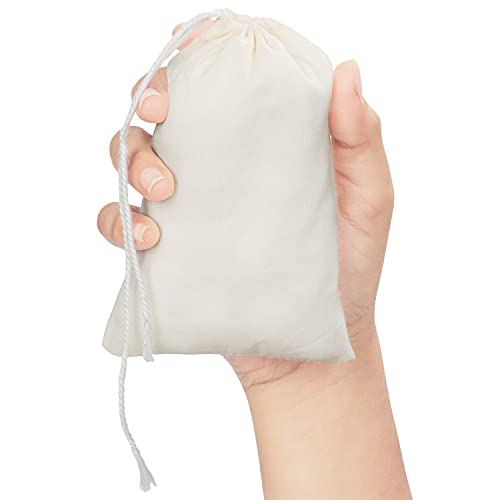 BELLE VOUS Bolsa Tela Pequeña Algodón Natural Muselina para Abarrotes (Pack de 50) 10 x 15 cm - Bolsas Reutilizables Fruta, Biodegradable y Ecológica – Bolsa Compra, Regalo Boda y Manualidades