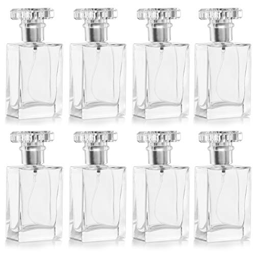 Belle Vous Frasco Vacío Atomizador Perfume Rellenable 30 ml Frascos para Perfume Cristal Transparente (Pack de 8) Bote Spray Atomizador Plateado - Viajes, Aceites Esenciales, Loción After-Shave