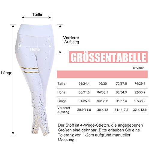 BESIDE STAR 2 Piezas Ropa Deportiva Mujer, Mallas de Deporte de Mujer con impresión centelleante, Leggins Mujer, Pantalones Mujer Crossfit, Yoga Fitness Blanco S