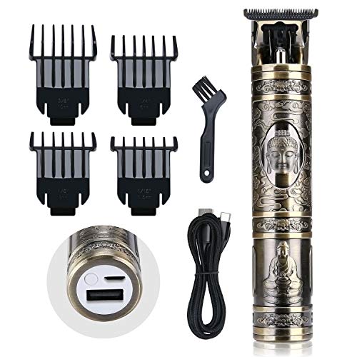 BESTBOMG Maquina Cortar Pelo, Cortapelos Definición Recortadora Eléctrica para Hombres, Hair Trimmer con Carga USB, 4 peines guía, 0 mm Recortadora de Cortapelos Hombre