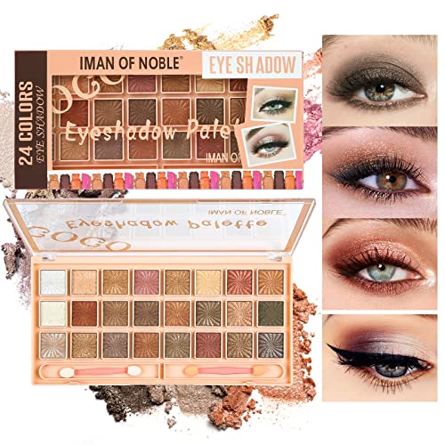 Beteligir Paleta de sombras de ojos mate y brillante, Paleta de sombras de ojos en oro desnudo Natural Naked Smokey Warm Neutral 24 tonos, Sombras de ojos cálidas de larga duración, eyeshadow (01)