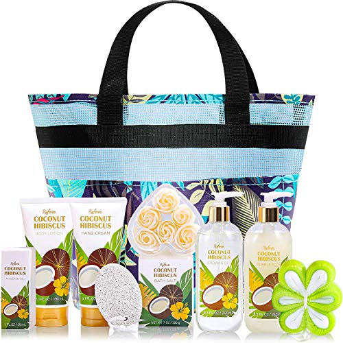 BFFLOVE Cesta de Regalo para Mujer, Set de Baño a Naranja Dulce, Cesta de Spa con Piezas, Incluye Baño de Burbujas, Loción Corporal, Sales de Baño Aceite de Masaje Cesta de regalo de baño para mujeres