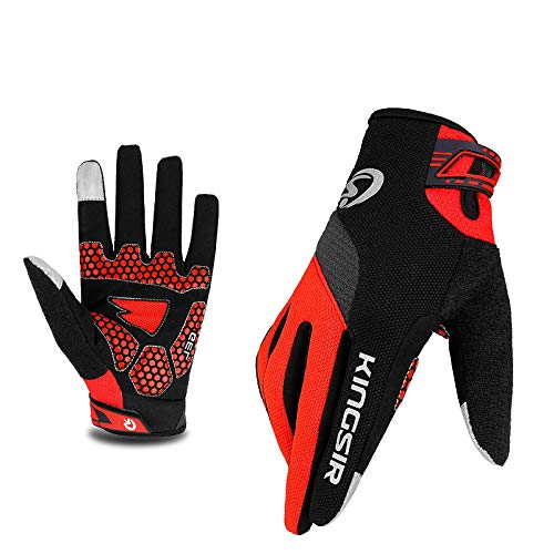 B/H Guantes de Deportes Cálidos de Pantalla Táctil,Guantes de Bicicleta de Dedo Completo,Guantes de Pantalla táctil de Bicicleta de montaña-Red_M,Guantes de Entrenamiento cálidos