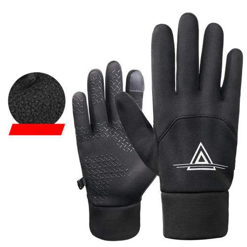 B/H Guantes de Pantalla táctil Suave,Deportes Impermeables más Guantes para Pantalla táctil,Guantes cálidos a Prueba de Viento con Cremallera-C_Large,Guantes Deportivos para Correr en Invierno