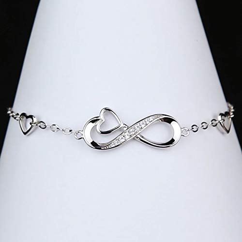 Billie Bijoux Pulsera de Plata esterlina Mujer Símbolo Amor Infinito Brazalete de Mujer Ajustable Regalo Ideal el día de San Valentín (C-Infinity Heart)