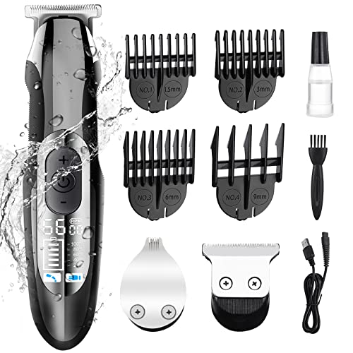 Binecer Máquina de Cortar Pelo Profesional , Recortadora de Pelo Eléctrica, Maquina de Afeitar con LED Pantalla,Máquina de Cortar Hombre Kit Familia con 4 Peines Guía Precisión IPX7 Impermeable.