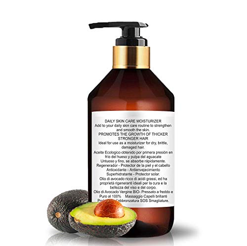 Bio Oil Aceite de Aguacate Puro - Aceite 100% Ecologico, Vegetal, Natural - Aceite Prensado en Frio para Cabello, Piel, Rostro, Masaje - Aceite de Aguacate Organico & Ecologico - Avocado Oil - 250ml