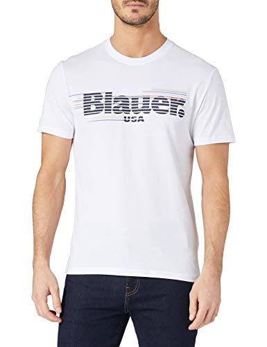 Blauer Rayas Camiseta de Manga Corta, Blanco (100 Blanco Óptico), Talla única para Hombre