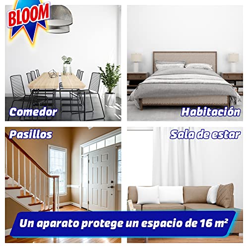 Bloom Eléctrico Líquido Recambio (pack de 4 recambios), insecticida eléctrico para mosquitos común y tigre, antimosquitos eléctrico con fórmula concentrada sin perfume