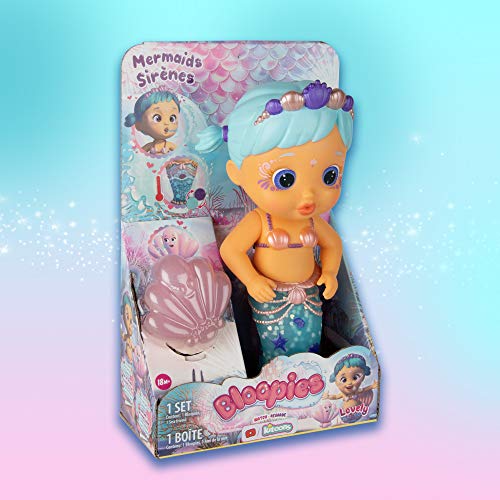 Bloopies Sirenas Lovely Muñeca sirena que lanza Agua y hace Burbujas, Juguete de baño para +18 meses