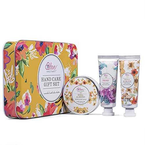 BODY & EARTH # LOVE Crema de Manos con Manteca de Karité, Set de Regalo para Manos Tamaño Conveniente Loción de Manos para Mujeres Regalo para Navidad