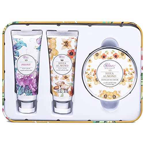 BODY & EARTH # LOVE Crema de Manos con Manteca de Karité, Set de Regalo para Manos Tamaño Conveniente Loción de Manos para Mujeres Regalo para Navidad