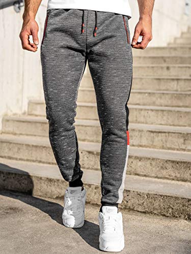 BOLF Hombre Pantalón Deportivo Pantalones De Chándal Jogger Pantalones Holgados de Algodón Estampado Entrenamiento Fitness Jogging Estilo Urbano K60006 Grafito M [6F6]