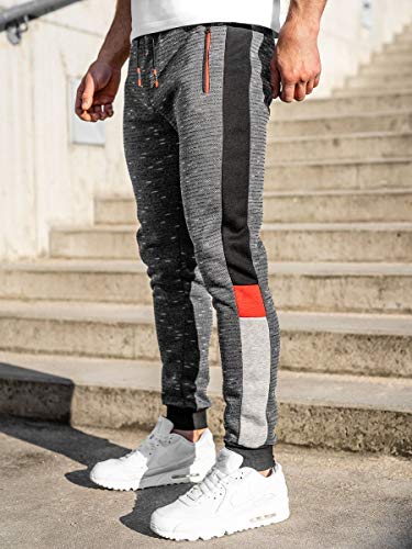 BOLF Hombre Pantalón Deportivo Pantalones De Chándal Jogger Pantalones Holgados de Algodón Estampado Entrenamiento Fitness Jogging Estilo Urbano K60006 Grafito M [6F6]