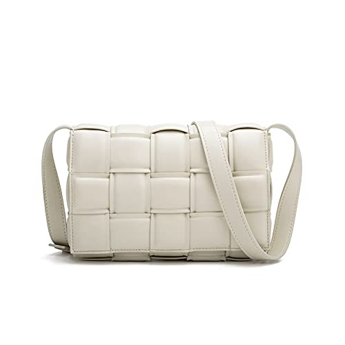 Bolso cruzado tejido para las mujeres, bolso cuadrado de la cartera del embrague del bolso del mensajero del hombro pequeño, beige (A-Beige), Medium