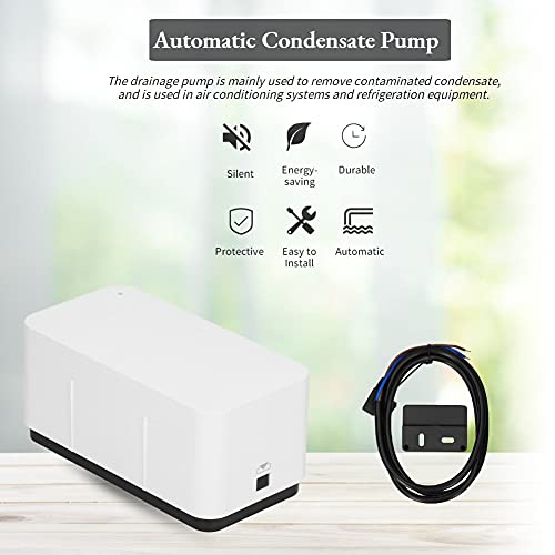 Bomba de condensado automática Silent 19dB con tanque de almacenamiento de agua de 200ml, 24m³ / h Bomba de condensado para HVAC, deshumidificador, horno, aire acondicionado, 110-240V 50-60HZ