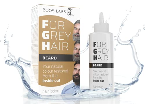 BOOS LABS For Grey Hair for Beard un Producto Capilar Cubre Barba Gris, Alternativa Saludable al Tinte Barba Hombre, Recuperar el Color Original de Barba, Producto Enzimático para el Barba