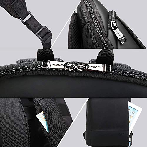 BOPAI Mochila Pase de Hombres y Mujeres Impermeable Mochila para Portátil Ligera Súper Delgada de 15 Pulgadas Hombres Mochila Antirrobo Ultraligera Mochila de Daypacks Negocios, Negro