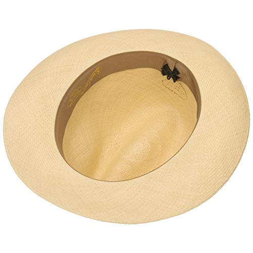 Borsalino Sombrero Bogart Panamá Premium Hombre - Made in Italy de Sol Paja con Banda Grosgrain Primavera/Verano - 57 cm Natural