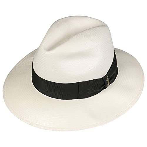 Borsalino Sombrero Panamá Big Brim Mujer/Hombre - Made in Italy Paja de Bogart con Banda Grosgrain, Grosgrain Primavera/Verano - 63 cm Natural