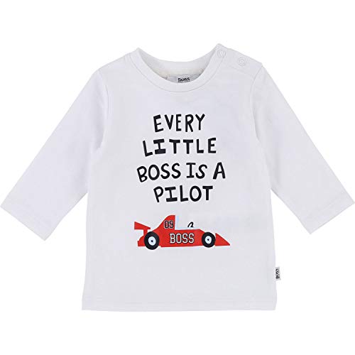 BOSS - Camiseta de manga larga - para niño Blanco 9 meses/71 cm (68/74 cm)