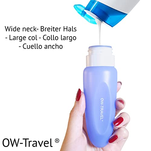 Botella de Silicona de Viaje para Productos de higiene de OW Travel (7 Pzas) Bote Recargable a Prueba de derrames Conforme con TSA. Kit de Viaje para líquidos cremas lociones champú acondicionador.