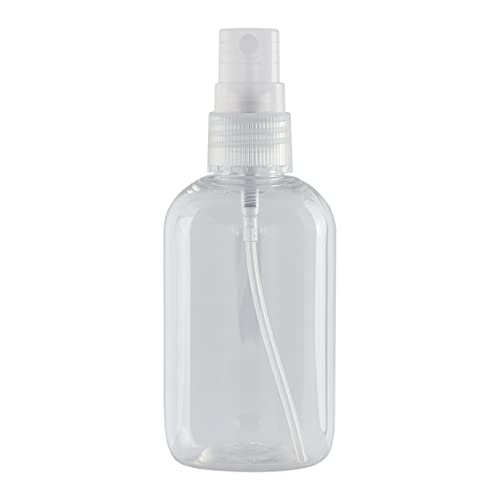 Botella Spray Pulverizador de plástico Transparente Pet 100 ml. hermética y Reutilizable. Tamaño Ideal Viaje. Nebulización Fina idónea para ambientador y Perfume. (12 Unidades)