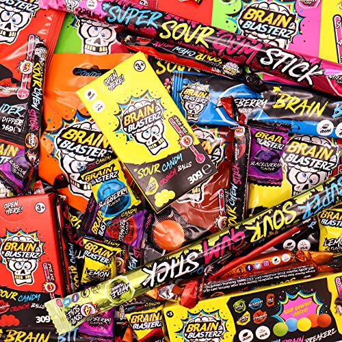 Brain Blasterz ULTIMATE Gift Box | Super sour sweets, Hard Sour Candy, Brain Breakerz, Candy Spray, Lollipop, Brain Bitz, Chew Bars & More