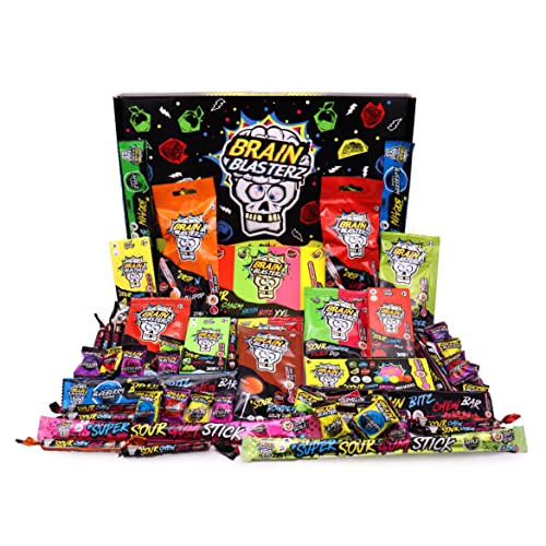 Brain Blasterz ULTIMATE Gift Box | Super sour sweets, Hard Sour Candy, Brain Breakerz, Candy Spray, Lollipop, Brain Bitz, Chew Bars & More