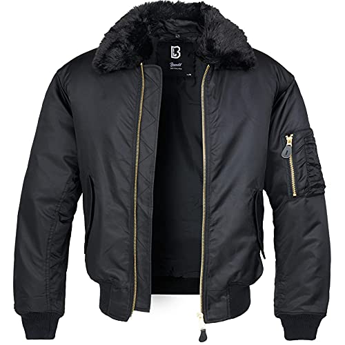 Brandit Hombre MA2 Jacket Fur Collar, Negro, XL