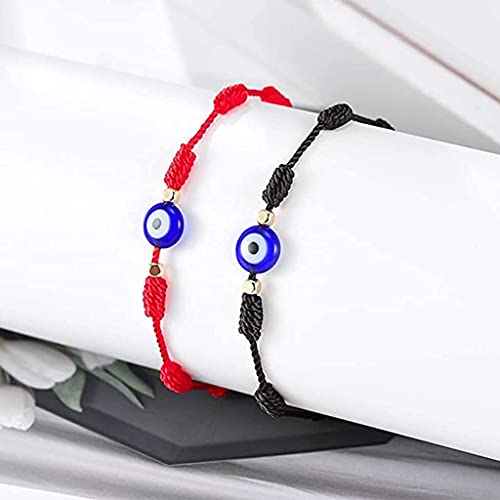 Branets 2 piezas Pulsera Mal de Ojo - Pulsera de protección de la suerte con 7 Nudos Contra el Mal de ojo para mujeres y niñas