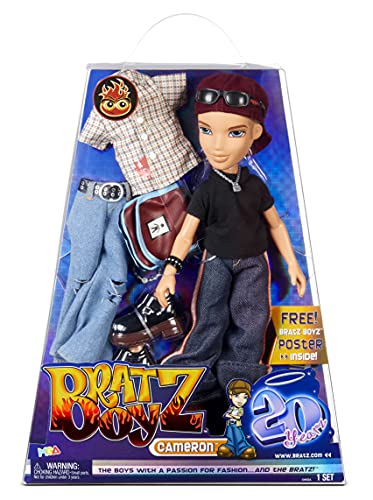 Bratz Edición Especial 20 Años Muñeco de moda original Cameron-Caja holográfica y póster-Coleccionable-Réplica de la versión de 2001-Incluye 2 vestidos, zapatos, bolso y más, color (577768)