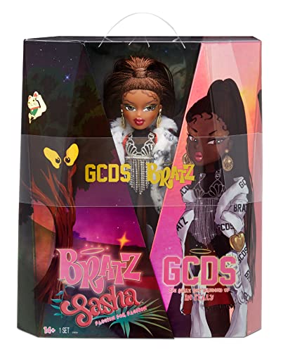 Bratz x GCDS Muñeca de Moda Sasha en edición Especial-con Vestido, Accesorios, Cepillo para el Pelo y más-Articulada-Caja Premium-Edad: 7+ años, Color (573494)