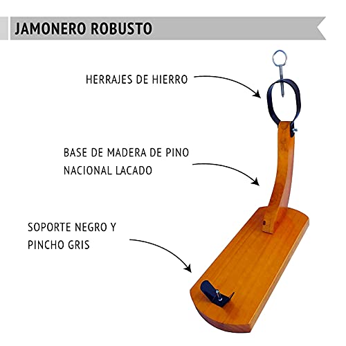 BRICOMIRAS JAMONERO Modelo HUELVA ECONÓMICO, Regalo Cuchillo + CHAIRA + CUBREJAMÓN, Soporte JAMONERO GÓNDOLA Ideal para Uso DOMÉSTICO (Cubrejamón Burdeos)