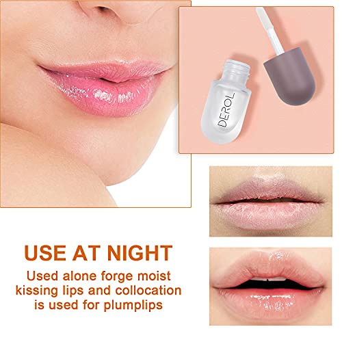 Brillo Para Labios - Lip Plumper, Suero Natural Para el Cuidado de Los Labios y Realzador de Labios, Cuidado de Día y Noche, Para Labios más Suaves y Duraderos