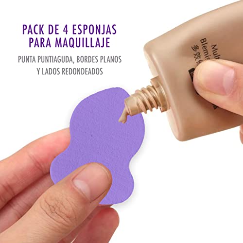 Brochas Maquillaje. Estuche elegante con 12 brochas, pinceles y 4 esponja maquillaje. Cerdas sintéticas ecológicas suaves de larga duración. Set maquillaje profesional ideal para casa y viaje.